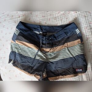 Patagonia Striped Blue and Tan Shorts
